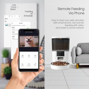 PawView™ Smart Automatic Pet Feeder with 1080P HD Camera – WiFi Auto Feeder with Night Vision, 2-Way Audio, App Control & Timed Feeding for Cats & Dogs [6L / 4L]